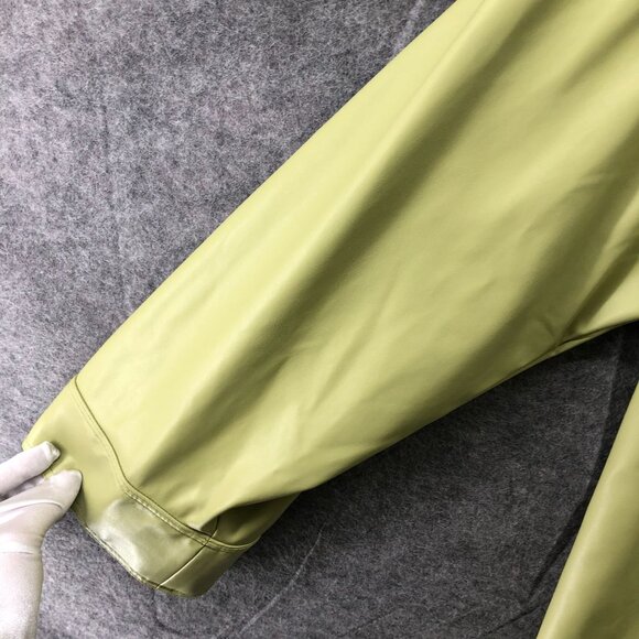 Asos Faux Leather Oversized Shirt Jacket Womens 4 (S) Lime Green Shacket - Picture 7 of 9